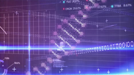 Processing digital data with futuristic animation in school, featuring binary code