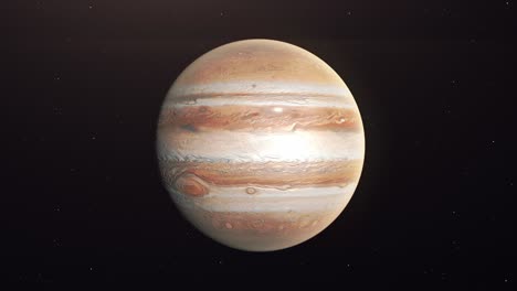 Planet-Jupiter-Dreht-Sich-Im-Tiefen-Weltraum---Animation