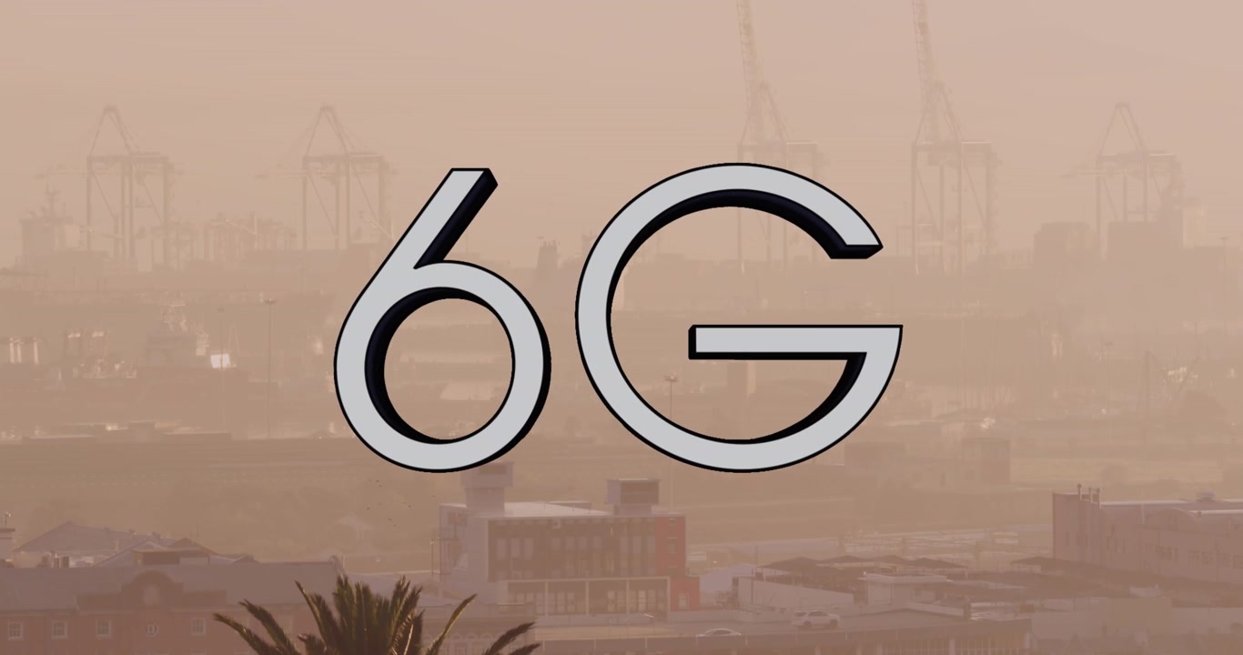 Animering av en 6g-textbanner mot en flygbild av stadssiluetten.