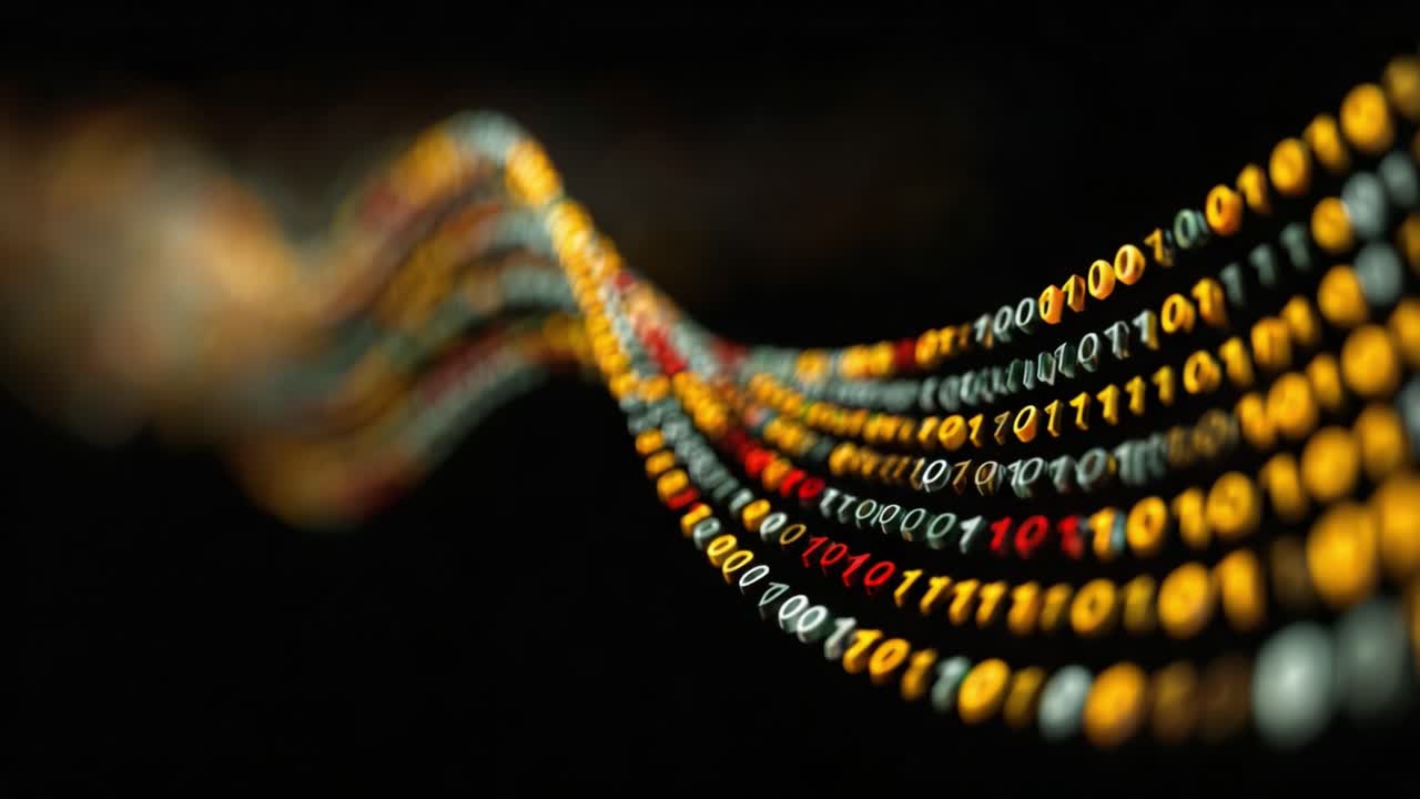 A Dynamic Visualization of Binary Data Flow Representing the Constant Movement and Transformation of Information in a Digital Landscape