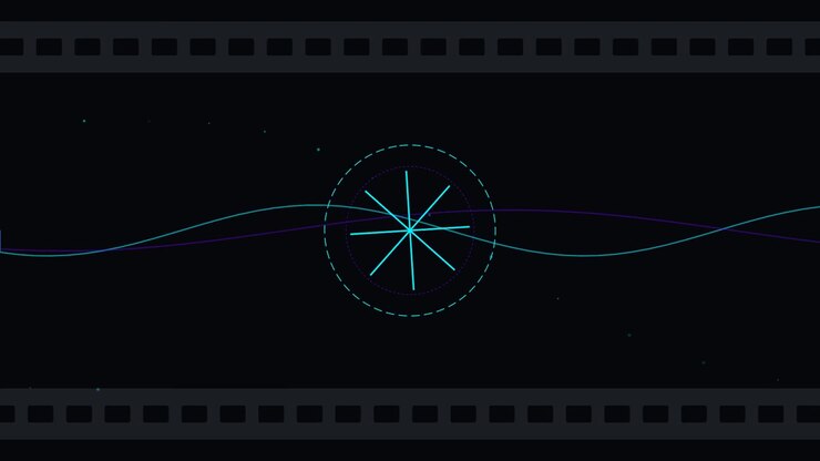 Abstract Motion Graphic with Pulsing Geometric Star and Sine Waves