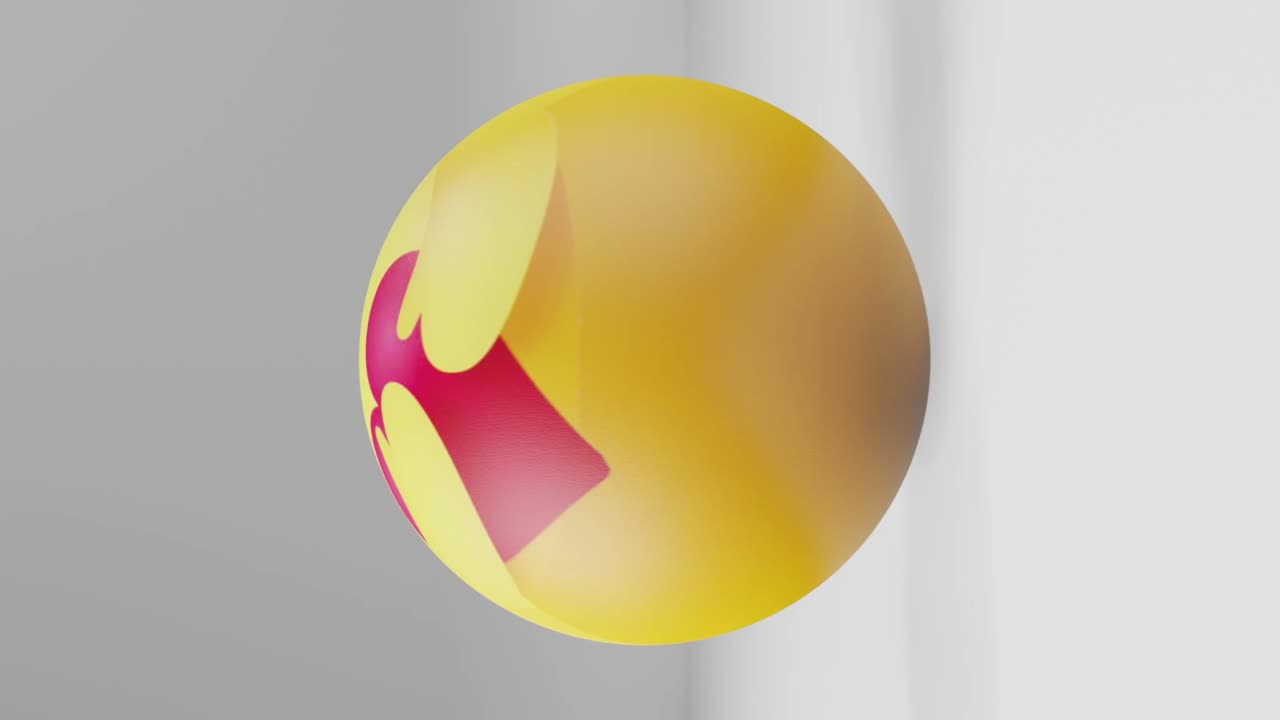 Care reaction facebook button in the shape of giant rubber ball rolling