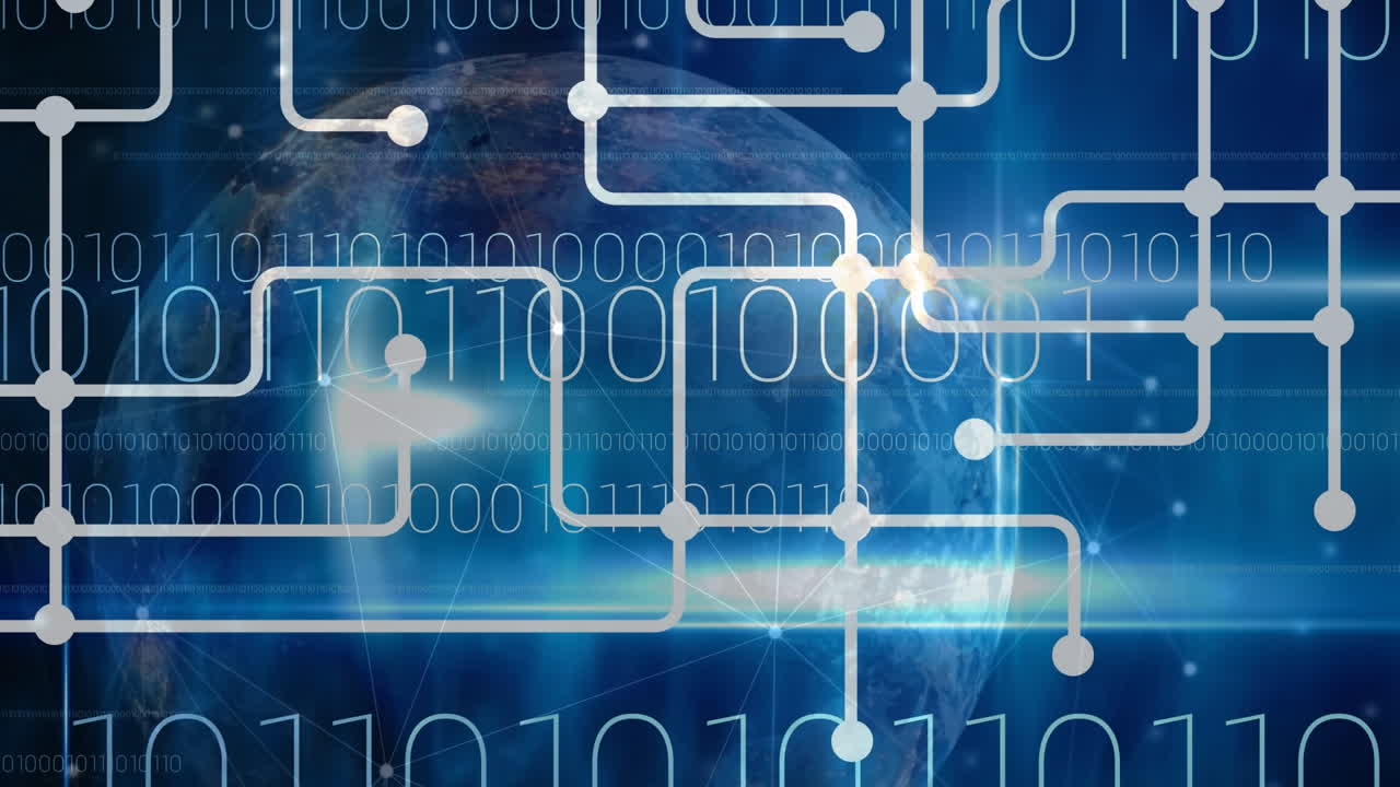 animación del procesamiento de datos en todo el mundo