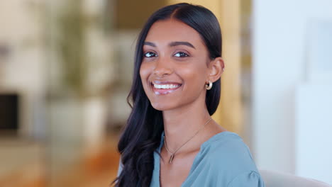 face of a happy businesswoman in a corporate