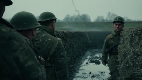 two soldiers in a trench during a war