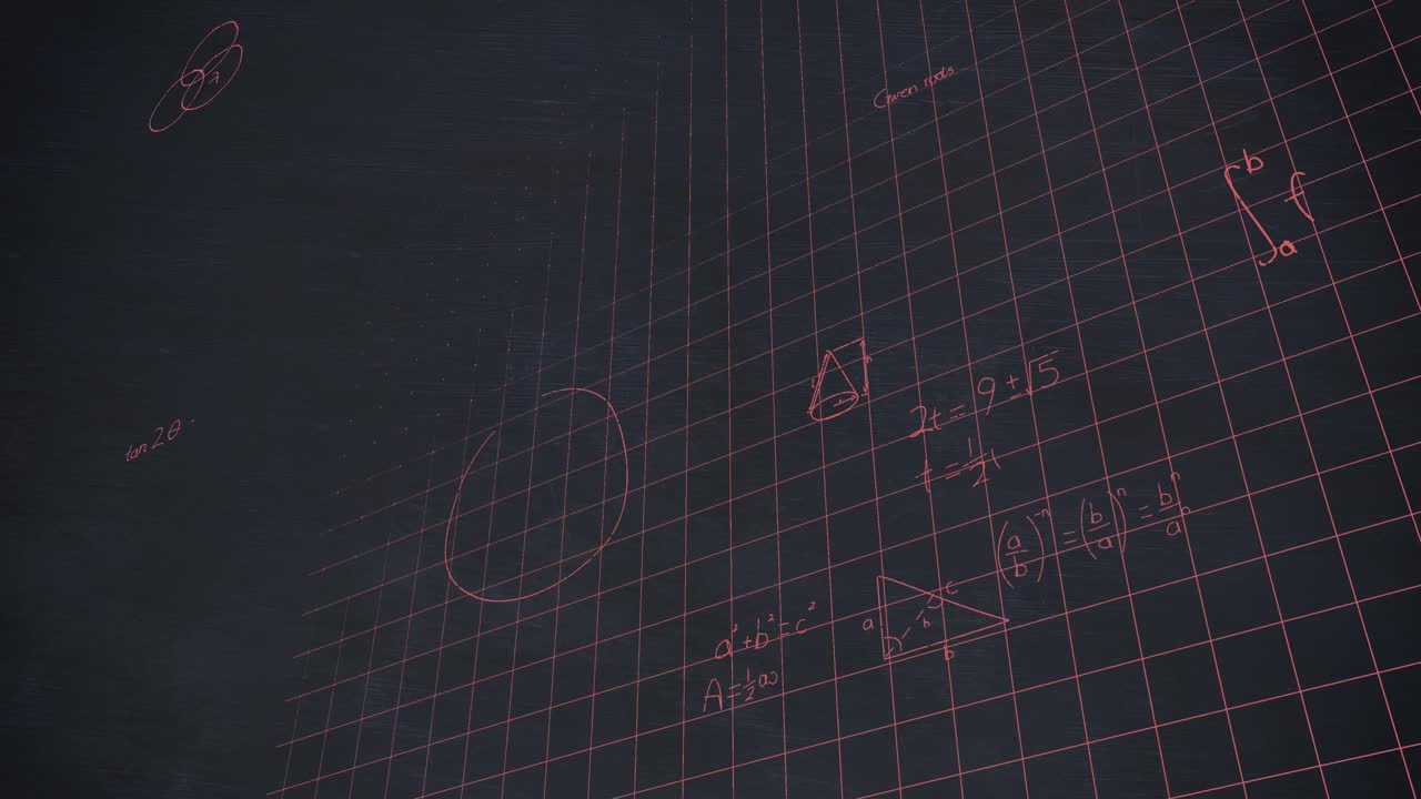 Mathematical calculations in chalk floating over a chalkboard background
