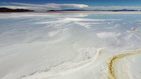 nature flyover: unique salt flat lake high in bolivian uyuni altiplano