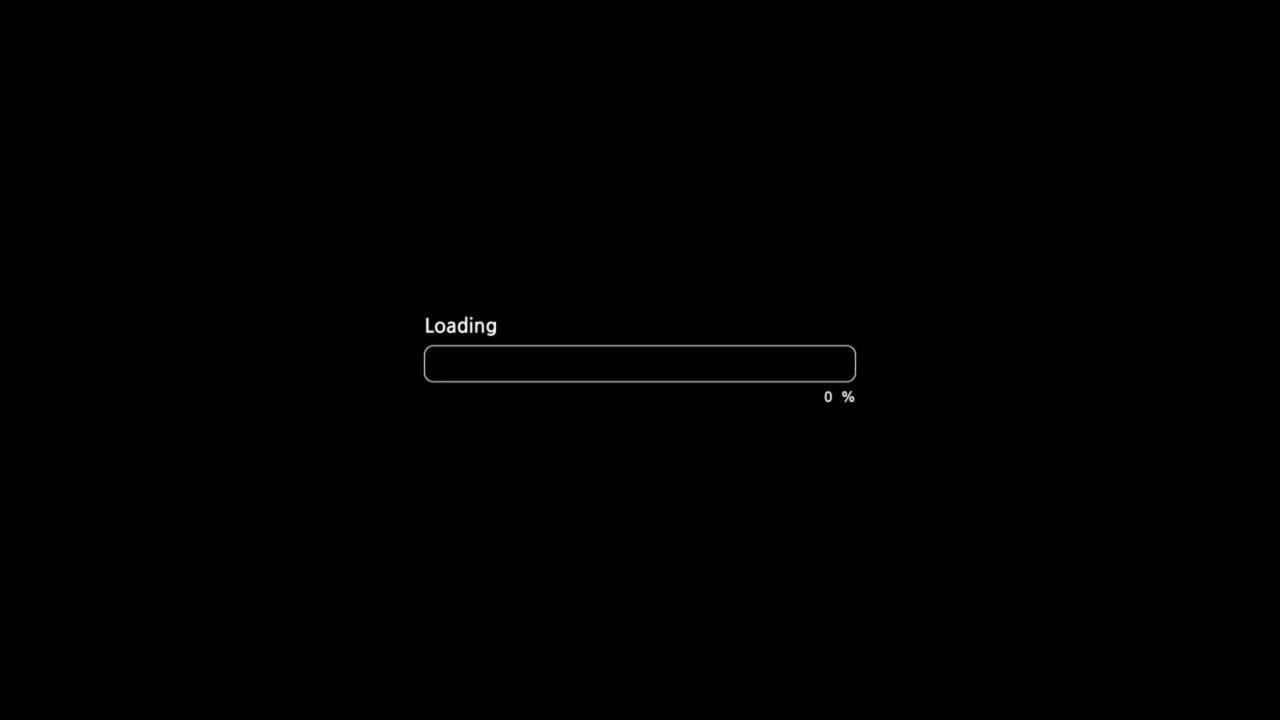 Animation white loading bar isolate on black background.