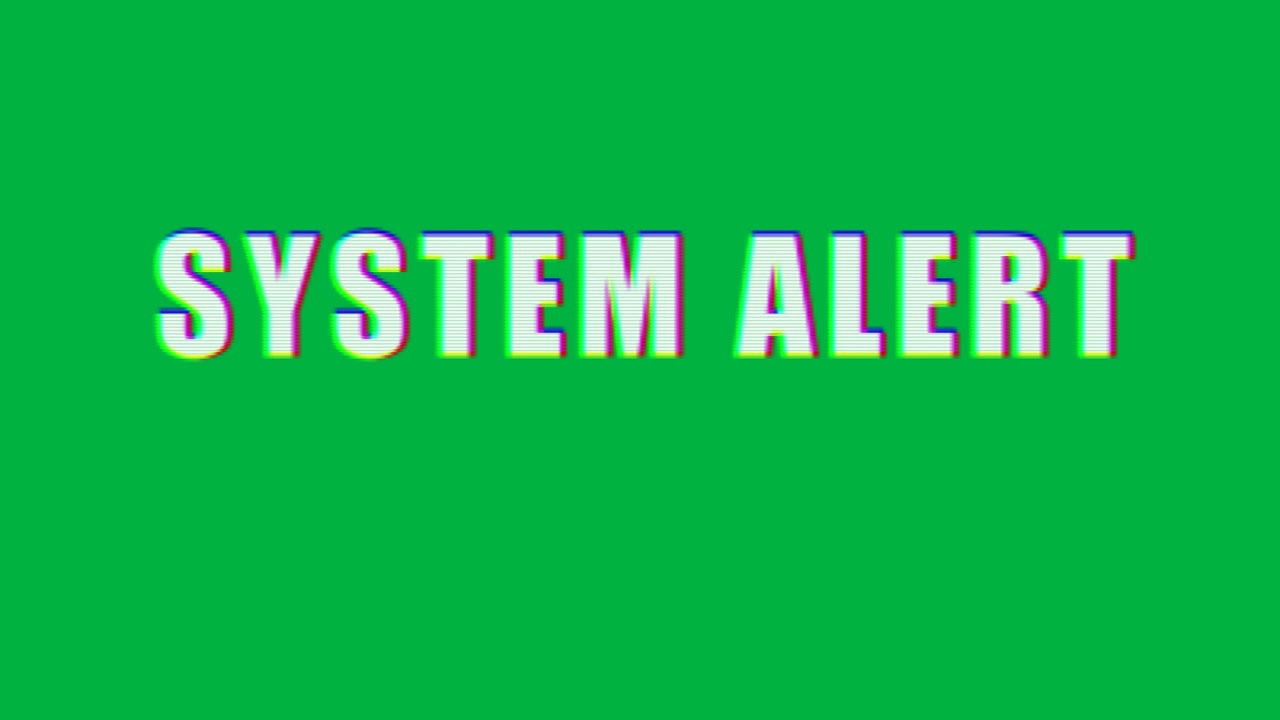 Animation of white letters with rainbow glow floating and changing, creating a word System Alert