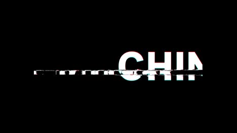 efecto de glitch de china texto distorsión de televisión digital animación en bucle 4k