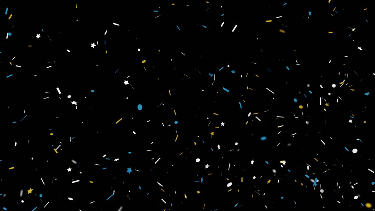 Multi color popper confetti falling down glitter particles 4k loop animation with alpha green screen