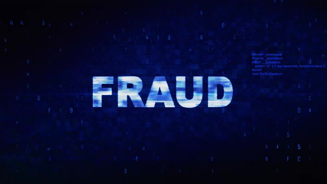 Fraud text digital noise twitch and glitch effect tv screen loop animation background login and