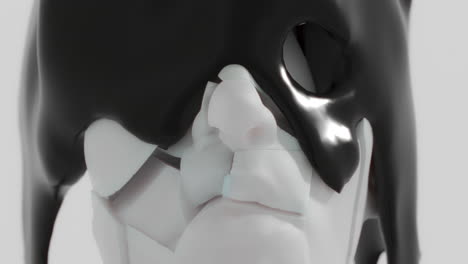 a black liquid metal flows slowly on the sculpture