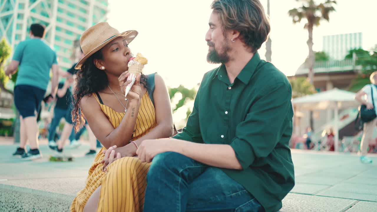 Couple Eating Ice Cream in the City