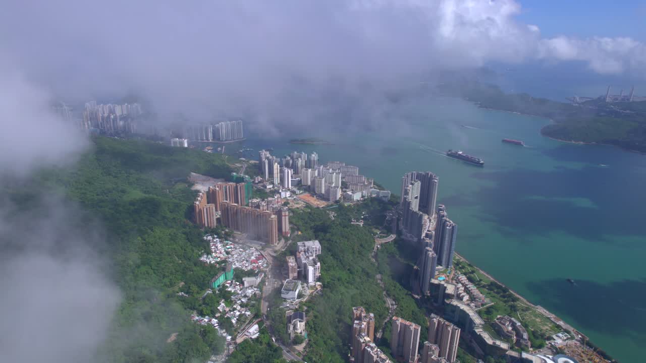 la belleza épica de la vista desde el alto oeste del pico, mirando hacia el sur de hong kong.
