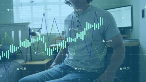 Animation-of-multiple-graphs-and-trading-board-over-smiling-handicap-caucasian-man-on-wheelchair