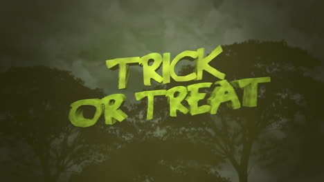 trick or treat with green mystical forest
