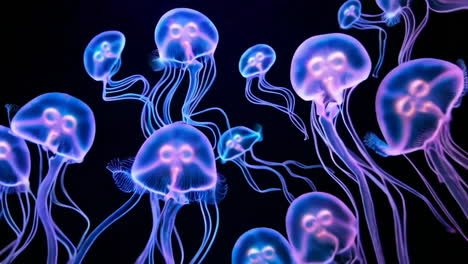 medusas brillantes en un acuario