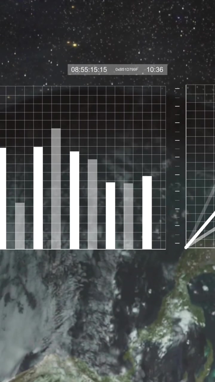Animation of digital data processing over globe on dark background