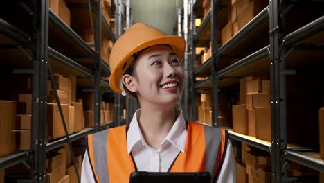 warehouse worker inspecting inventory