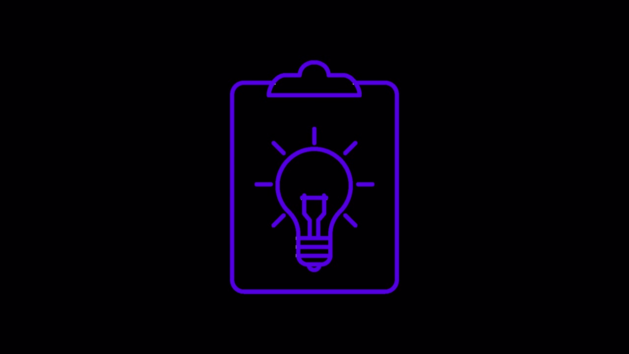 Animated Purple Light Bulb Flashing on Clipboard Icon