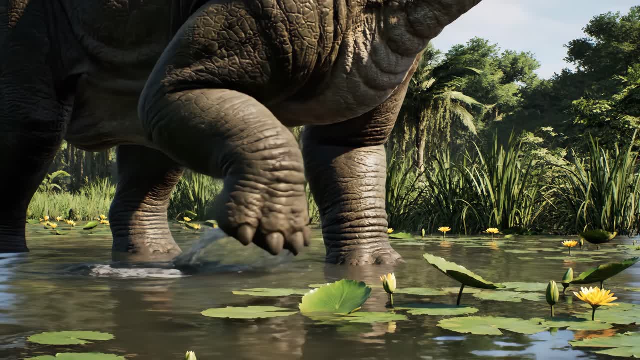 Dinosaur in a Lily Pad Pond