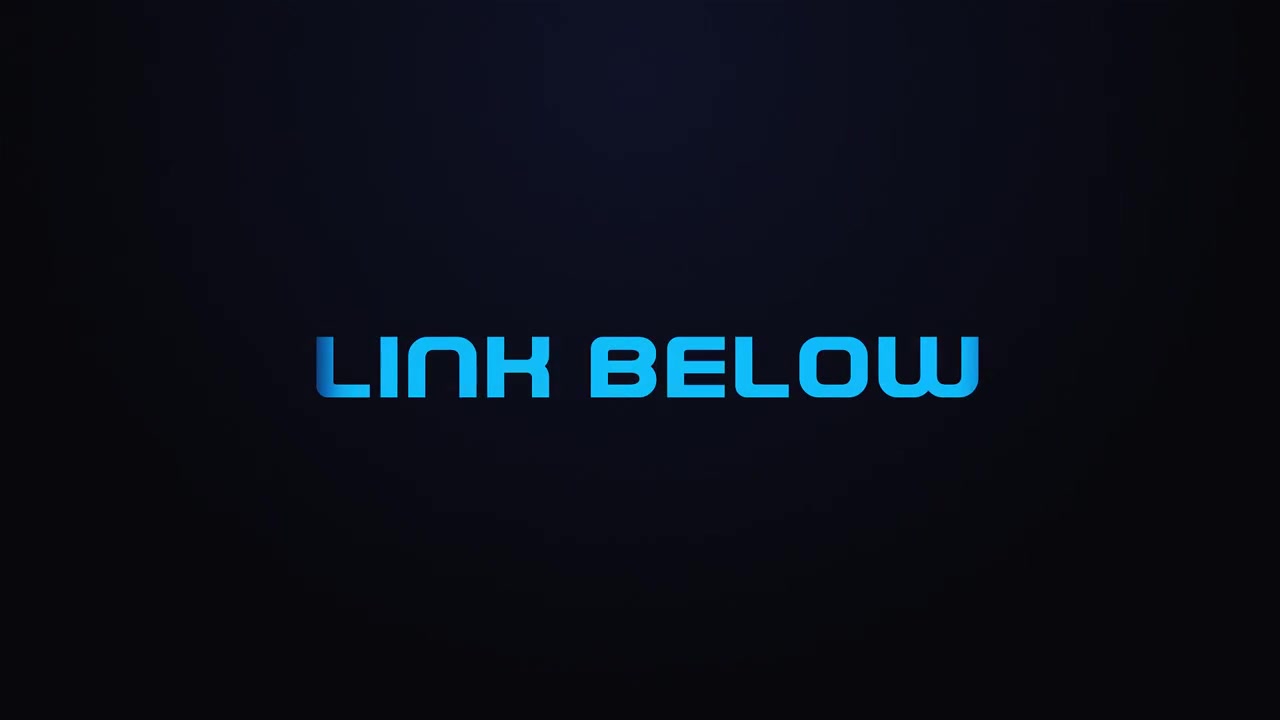 Glowing explosion LINK BELOW text reveal blue and pink
