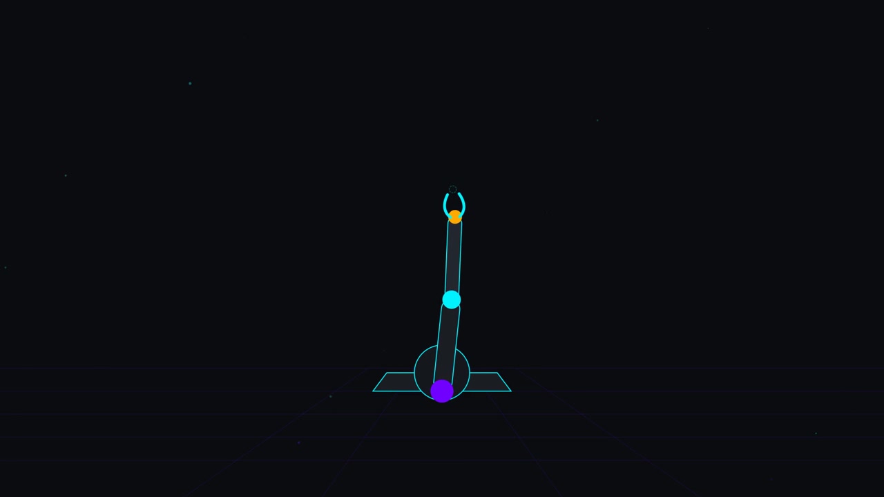 Minimalist Robotic Arm Moving in Dark Digital Space
