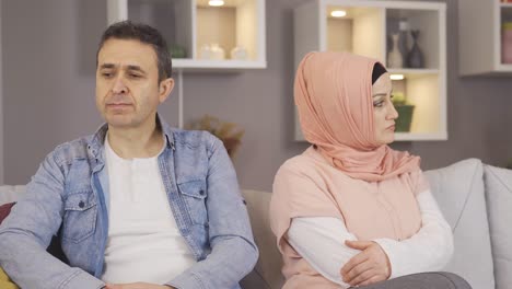 muslim husband and wife resent each other. muslim family.
