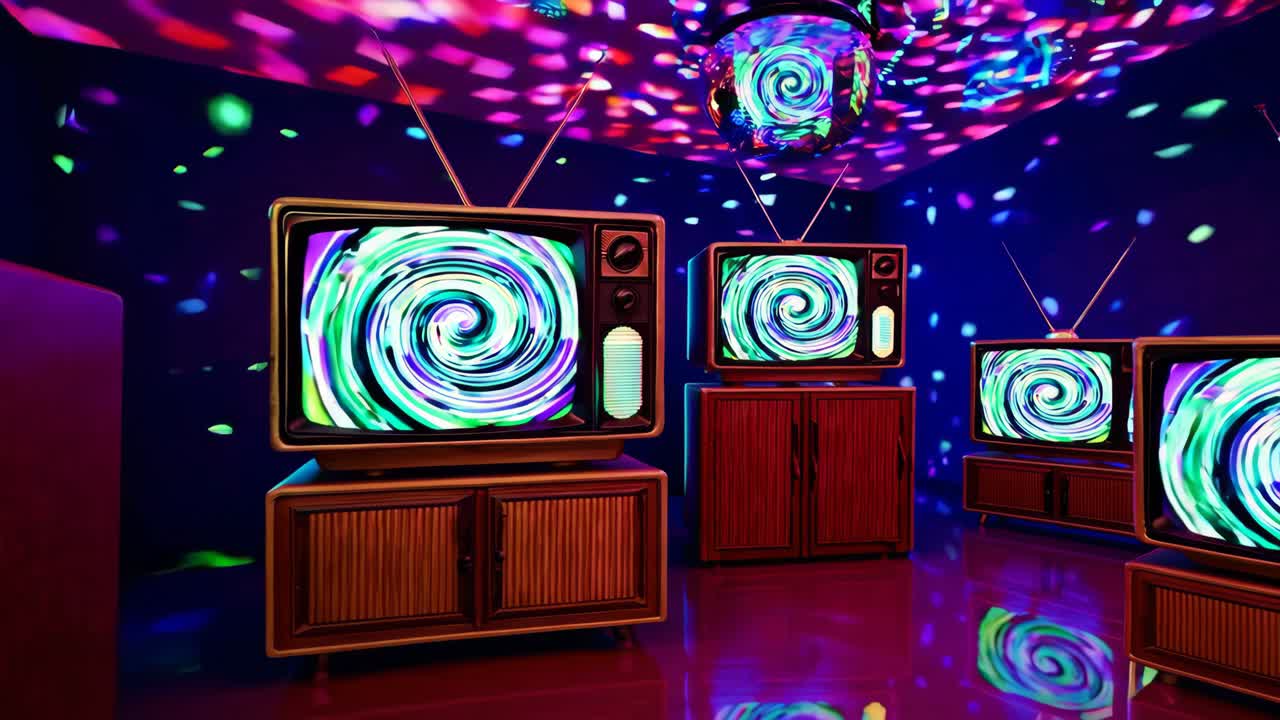 tv가 있는 레트로 디스코 방