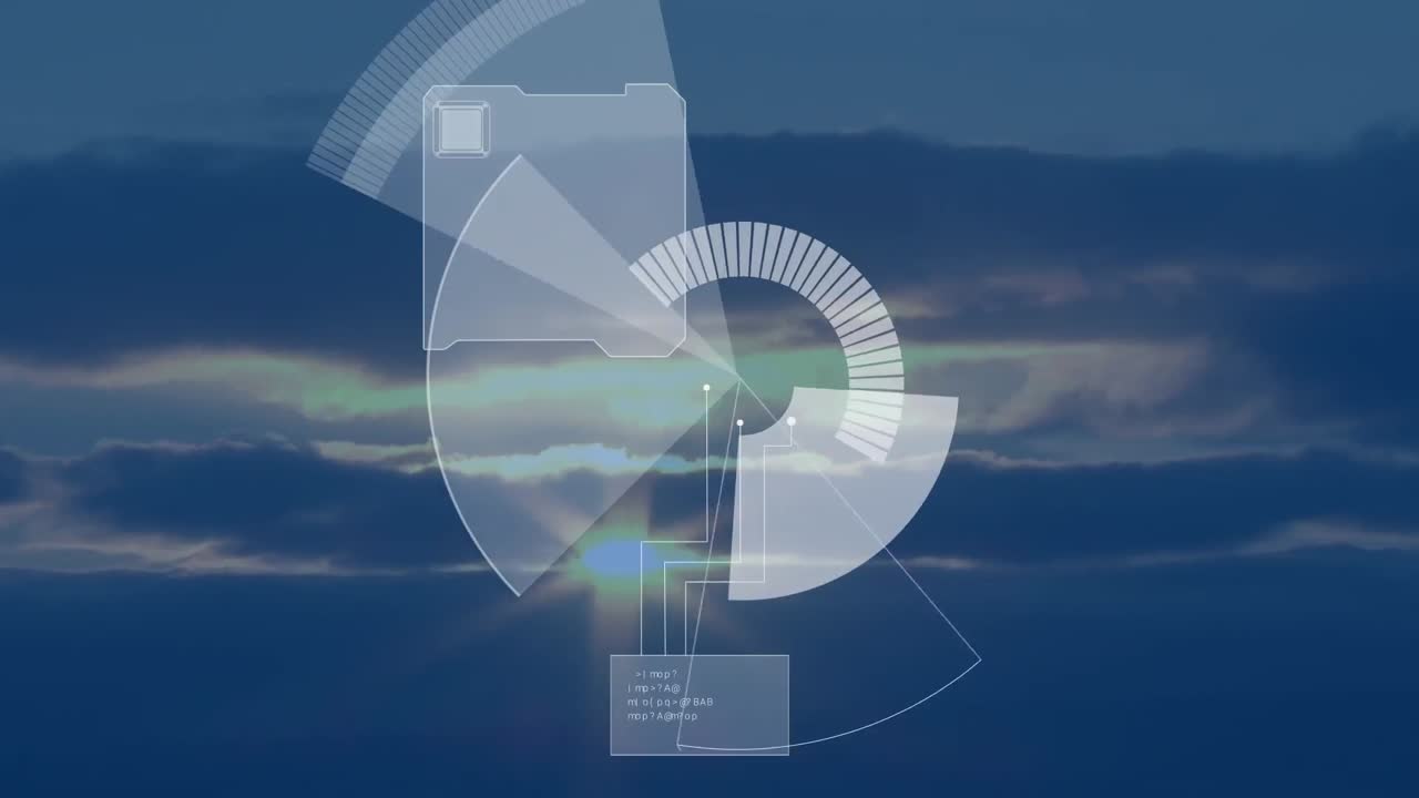 풍경에 대한 범위 스캐닝과 데이터 처리의 애니메이션