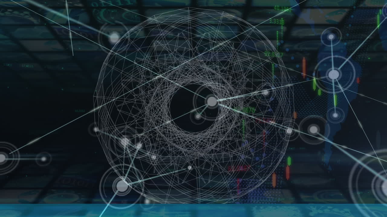 animación de conexiones y gráficos en el espacio digital de la marina