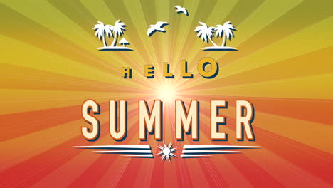 Hello-Summer-with-fly-birds-and-tropical-palms