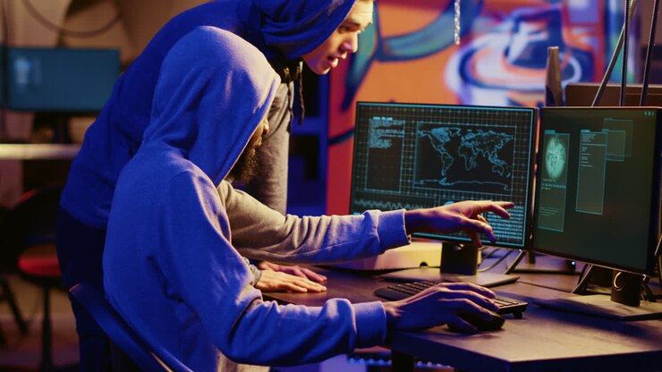 Hacking group members arguing