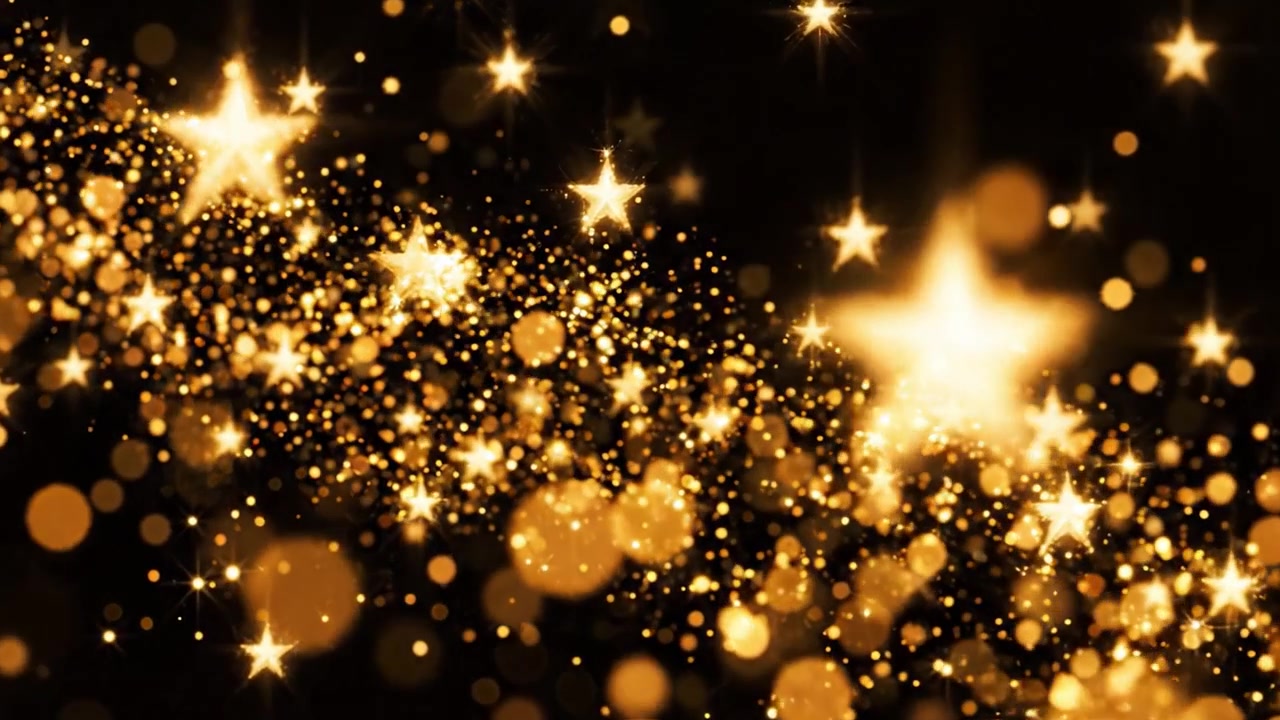 Una Trasformazione Abbagliante da un'Oscurità Sottile a un'Esplosione Vibrante di Scintille Dorate, Catturando l'Essenza di Festività e Gioia in un Percorso Visivo Sorprendente