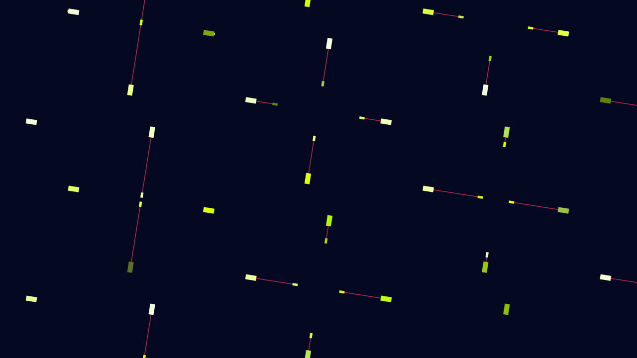 Particelle glitch digitali astratte e linee al neon in movimento su sfondo scuro