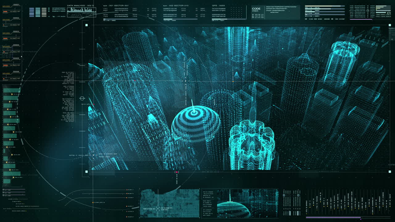 ciudad holográfica futurista imagen generada digitalmente partículas de matriz de realidad virtual en el entorno de fondo del ciberespacio con icono 5g inalámbrico digital de alta velocidad quinta generación innovadora