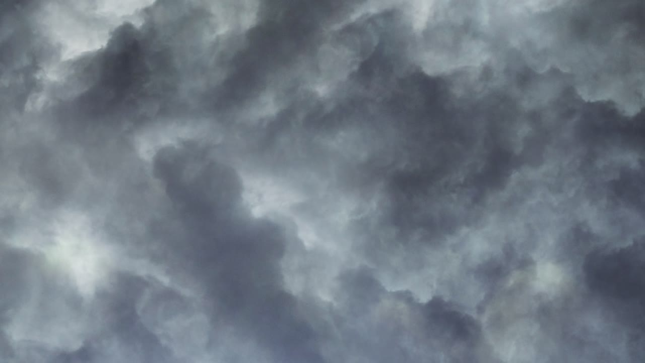 Storm Over Field on the Gray Clouds, 4K Lightning Hurricane