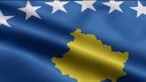 closeup waving loop 4k national flag of kosovo