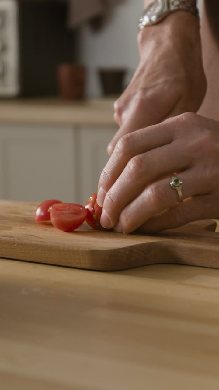 Chopping Tomatoes in the Kitchen