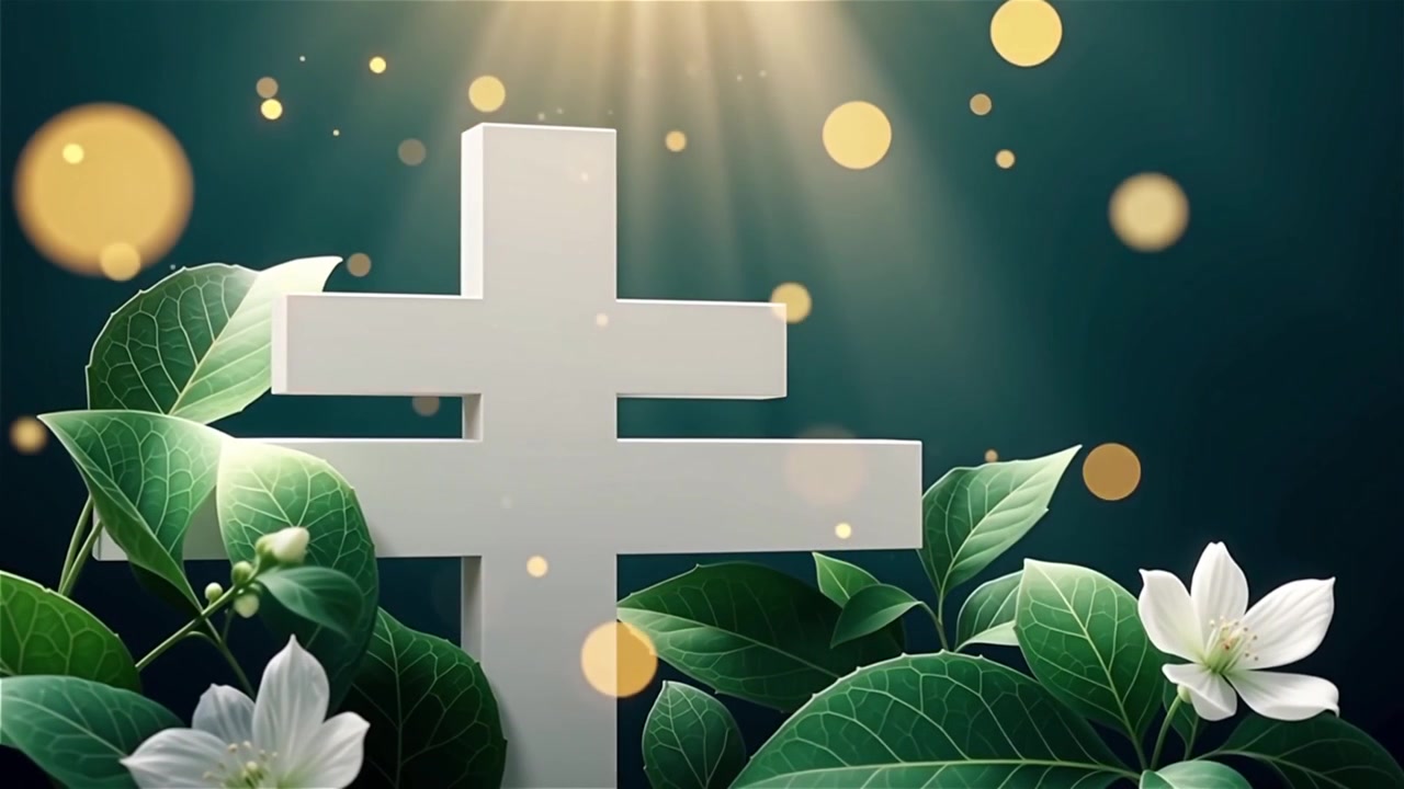 Croce Cristiana Luce Celestiale Sfondo per il Culto.