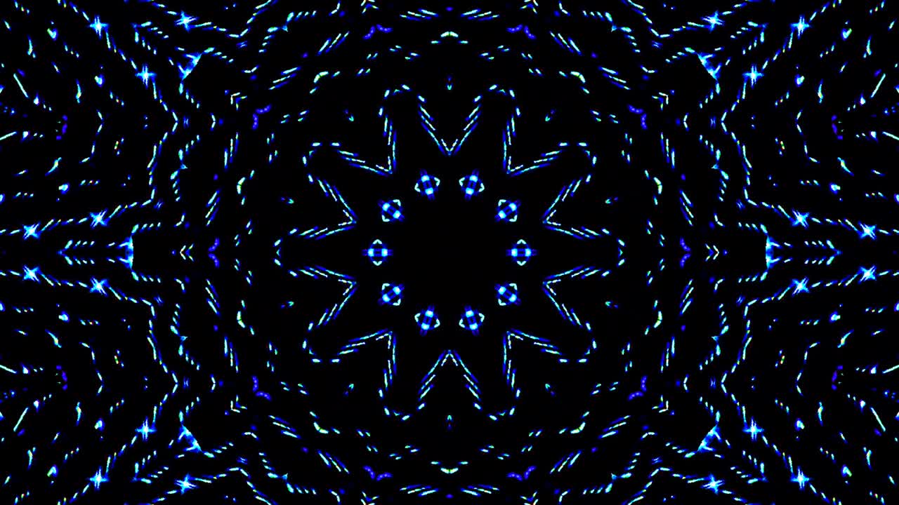 onda de luz puntos abstractos conjunto de color azul caleidoscopio fondo negro