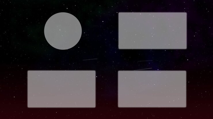 Grafica in movimento per schermata finale a tema galassia spaziale.
