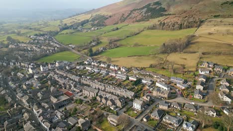 Cinematic-aerial-footage-of-Sedbergh-village,-the-ideal-place-to-escape-to-at-any-time-of-year