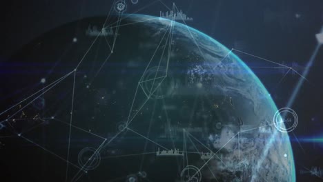 data and network connections with earth background.