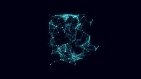 technology block chain network connection. big data visualization. cyber security background. blue ball, consisting of block disintegrating particles, transforms into a cube. 3d rendering.