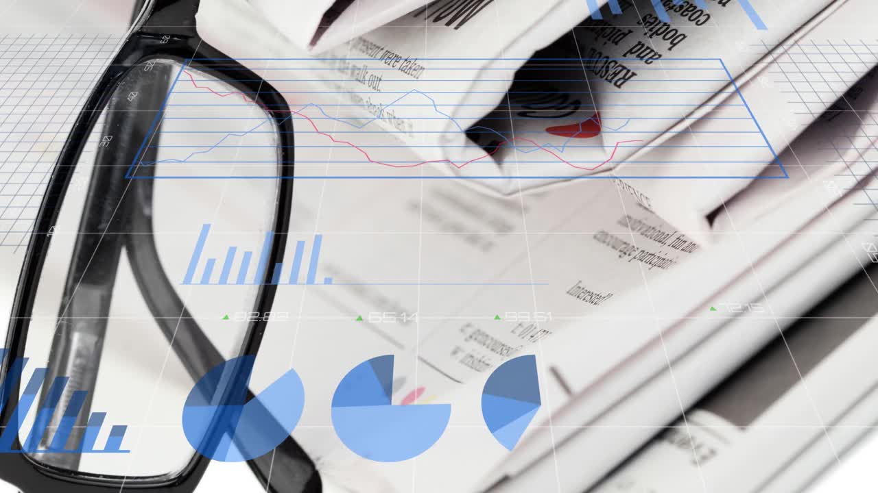 animación del procesamiento de datos sobre el periódico