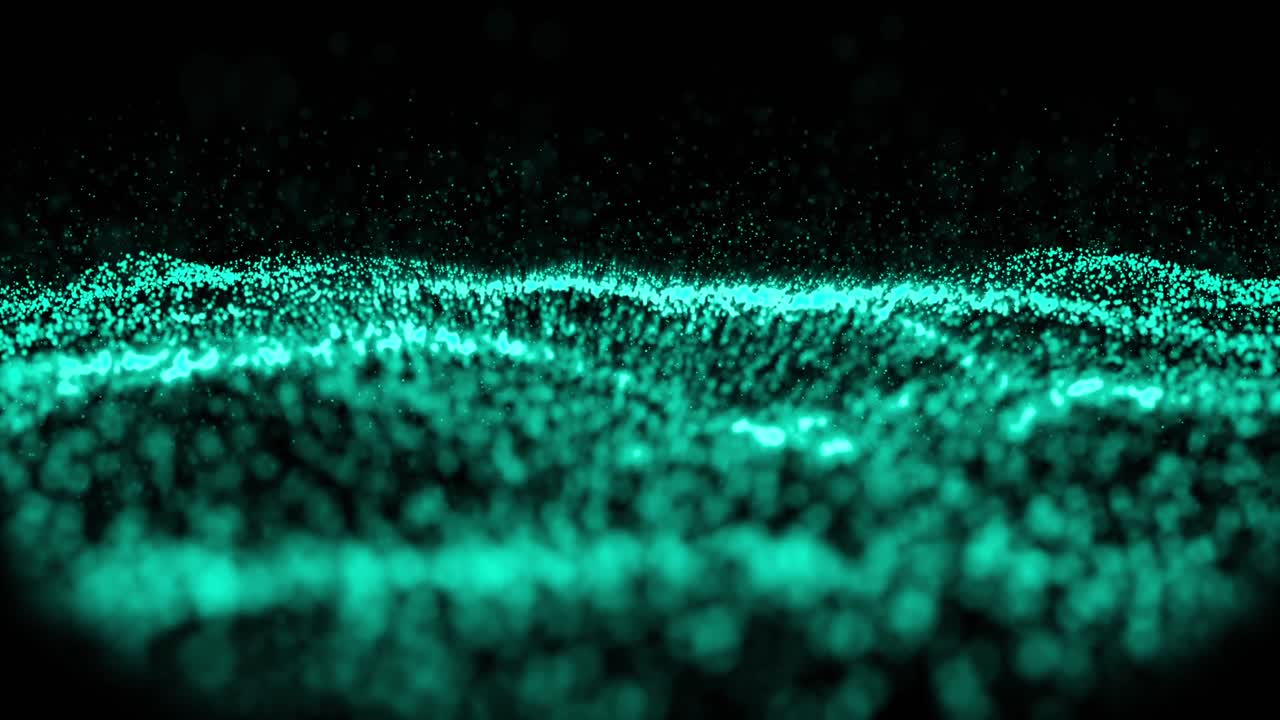 Digital animation of green digital wave moving against black background