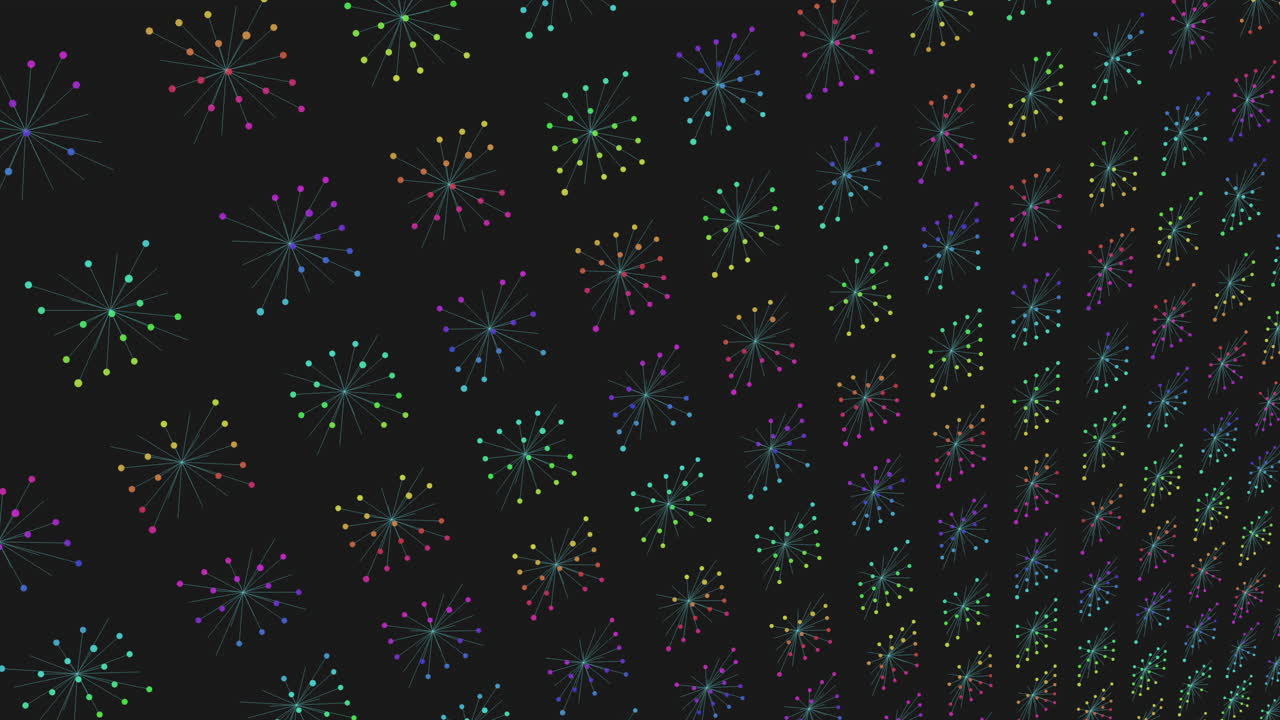 patrón geométrico futurista digital con puntos y líneas de neón en el espacio oscuro