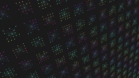 Digitales-Futuristisches-Geometrisches-Muster-Mit-Neonpunkten-Und-Linien-Im-Dunklen-Raum
